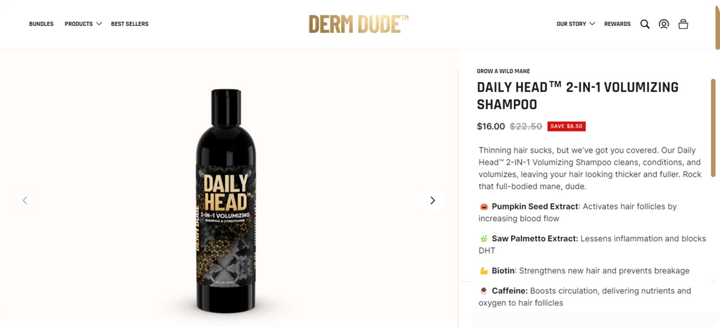 Derm Dudes Example a of High-Converting Product Description