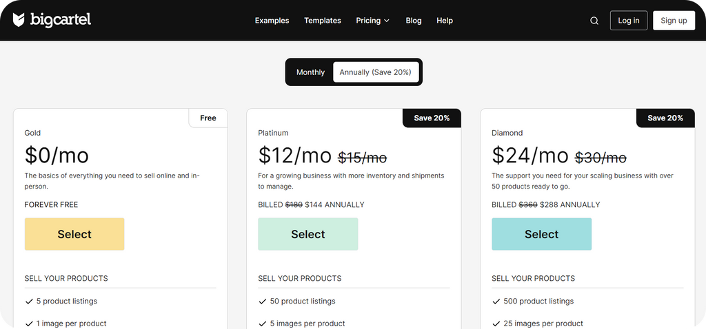 Big Cartel Pricing & Plan