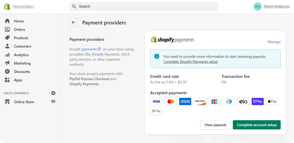Shopify Payment Gateway Page