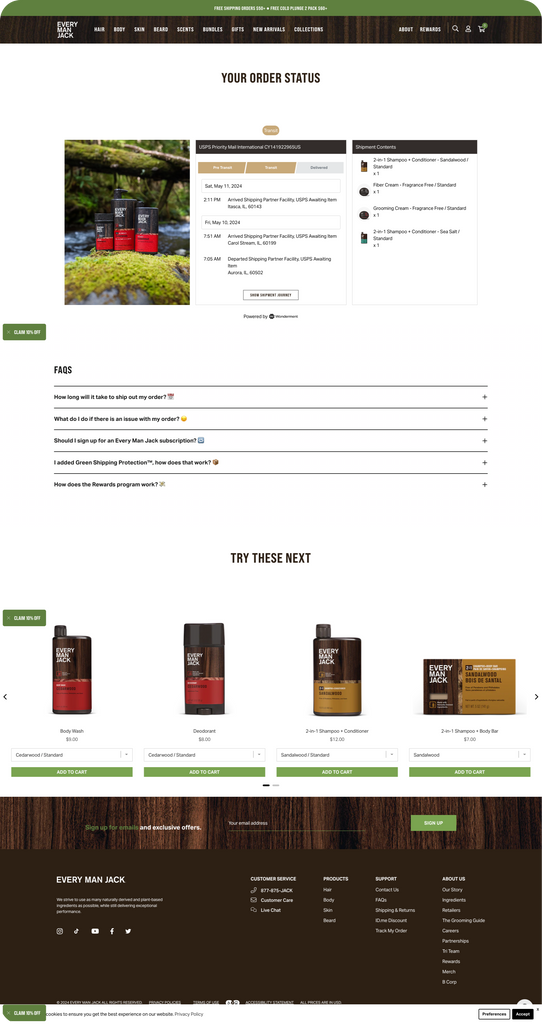 Every Man Jack's Order Tracking Page