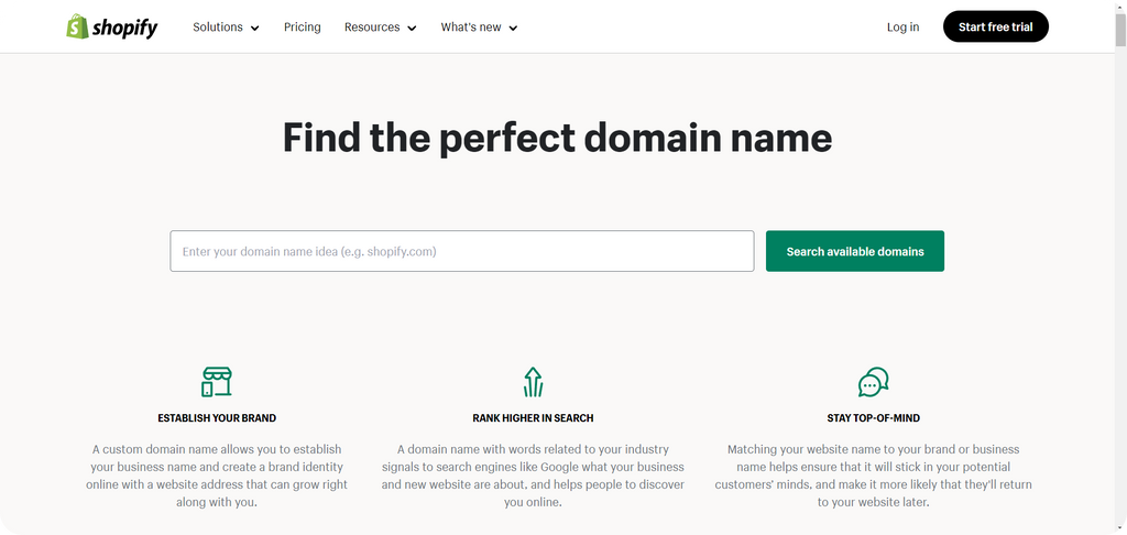 Purchase your domain name through Shopify