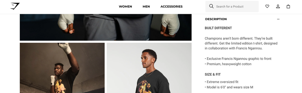 Gymshark Example of a High-Converting Product Description