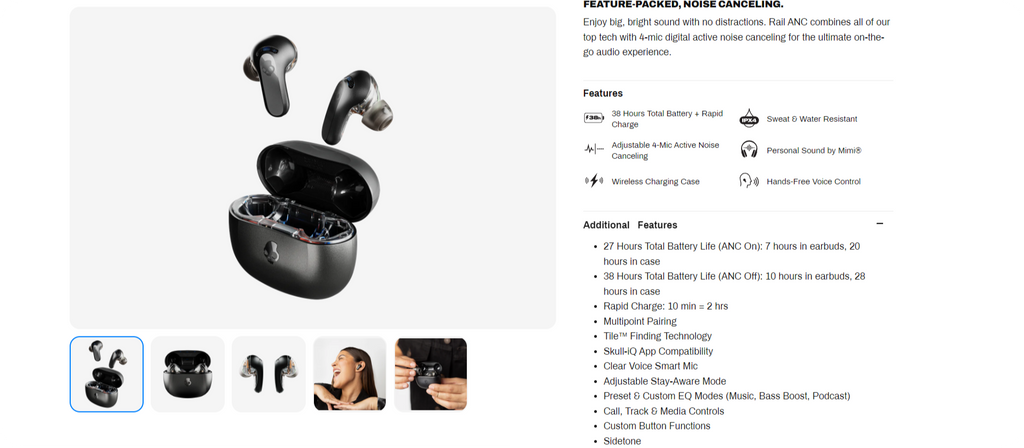 Skullcandy Earbuds - Example of a High-Converting Product Descriptions