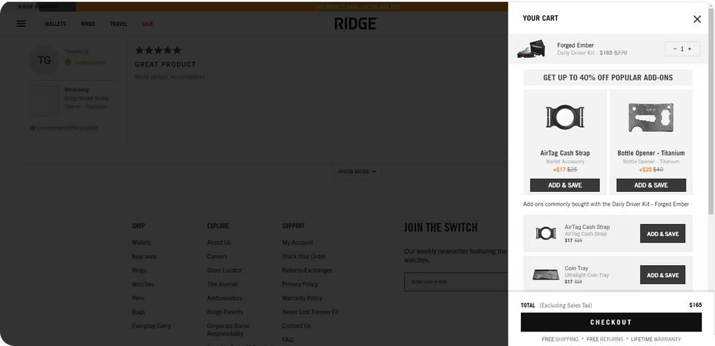 Ridge's Cart Flow