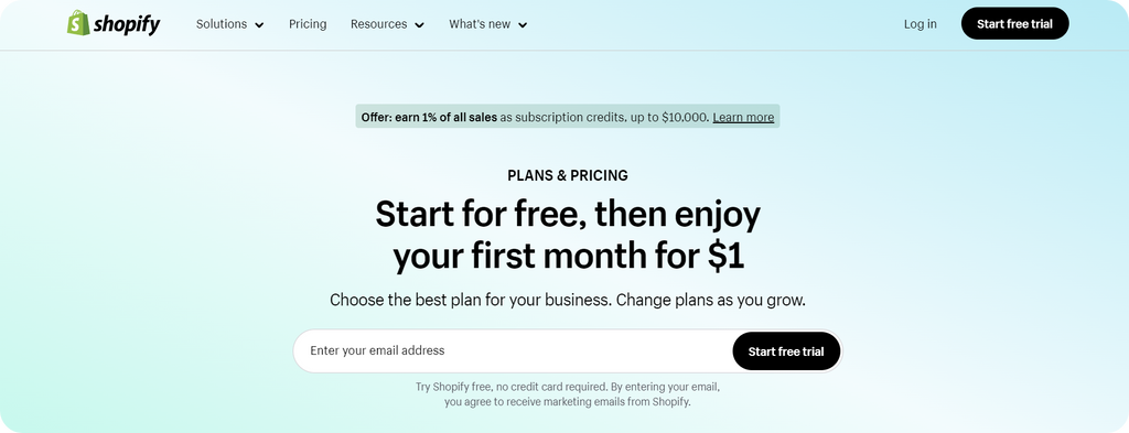 Shopify Sign up Page