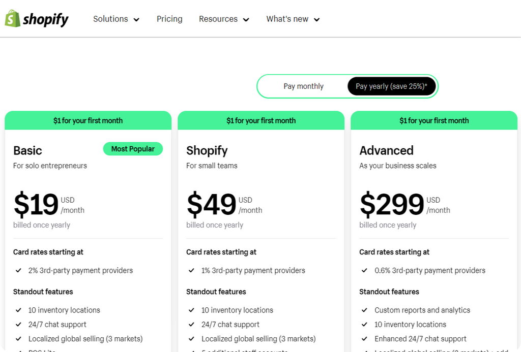 Shopify Pricing and Plan