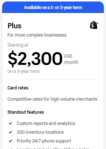 Shopify Plus Pricing