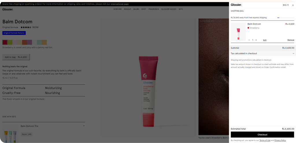 Glossier's Cart Flow Breakdown
