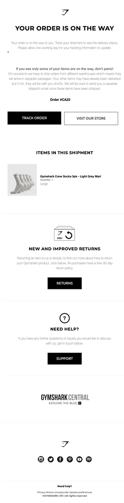 The Order Shipment Email